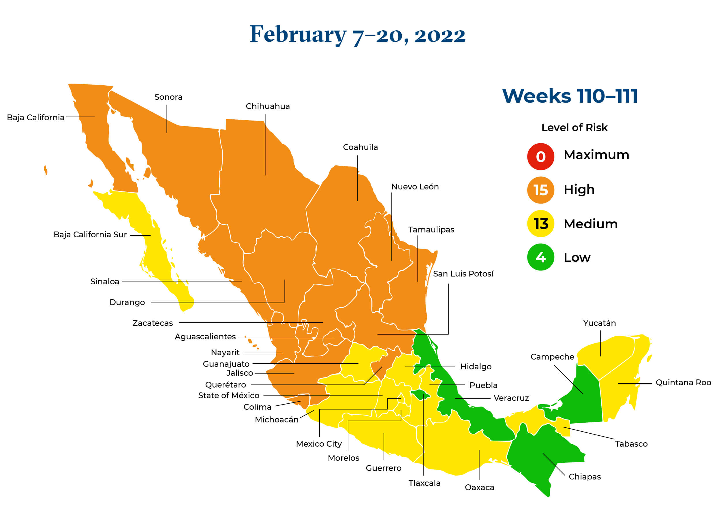 Mexico February 7 to February 20 Map