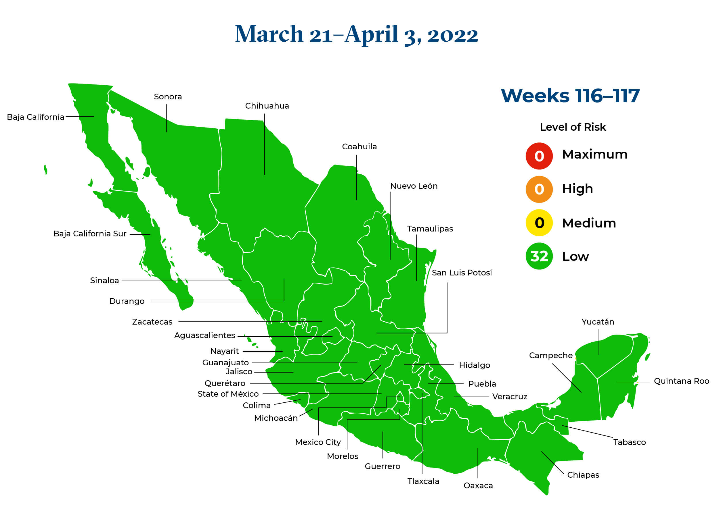 Mexico March 21 to April 3 Map