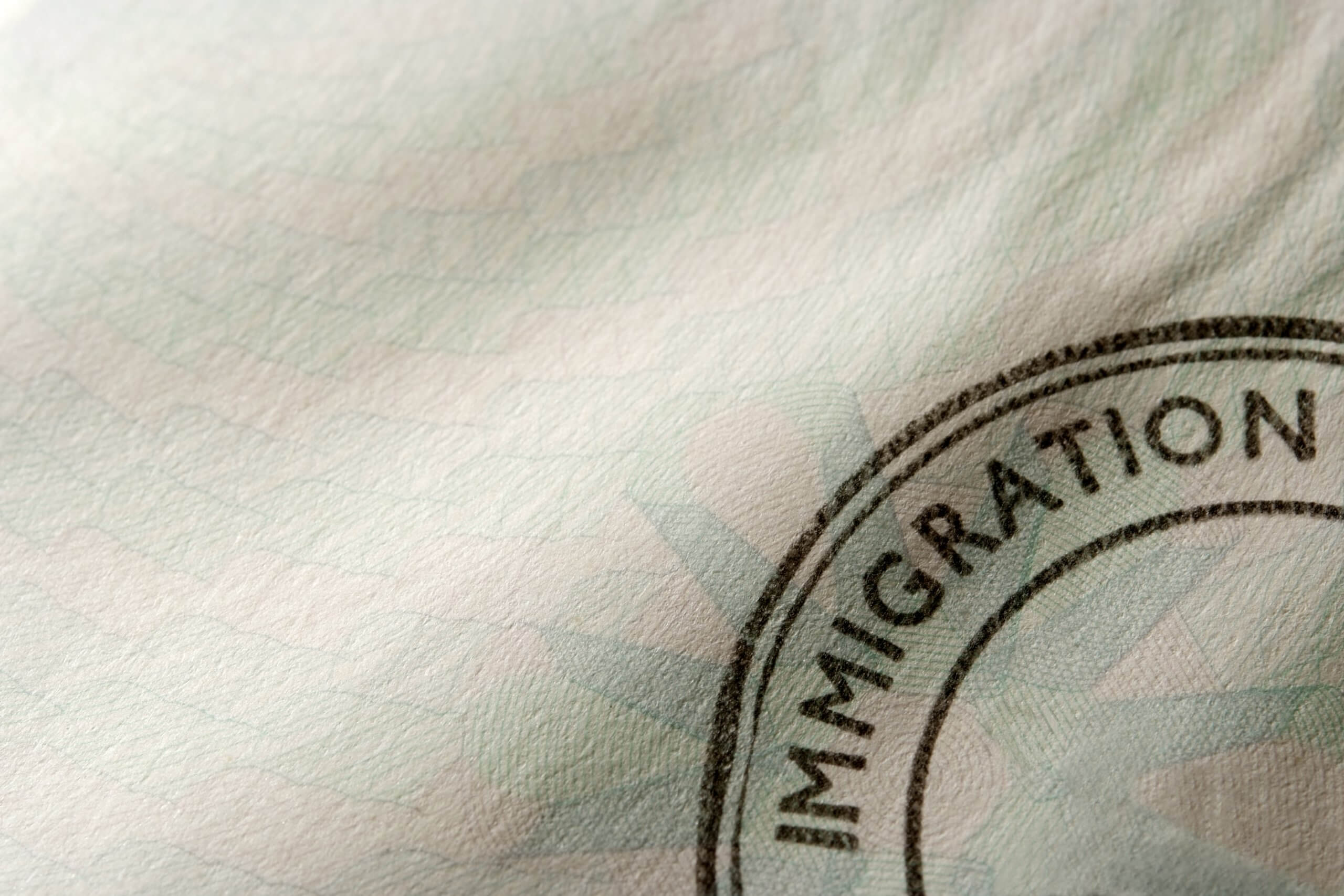 Close-up of blank immigration stamp with copy space.