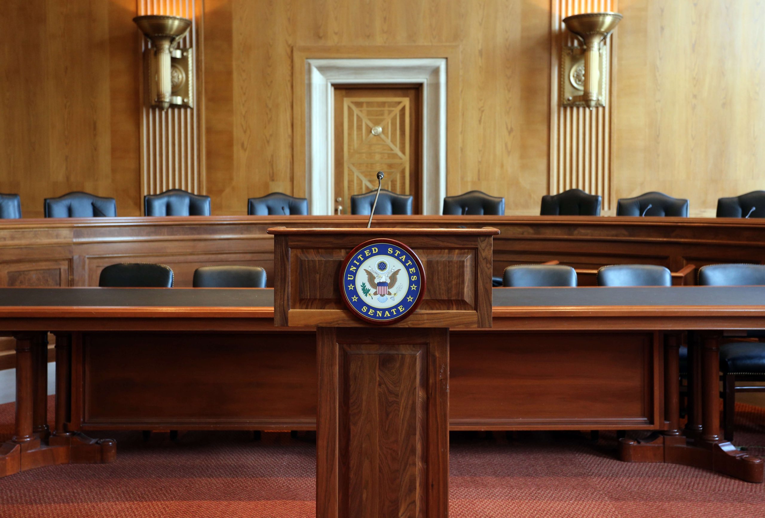 empty US senate committee hearing chamber