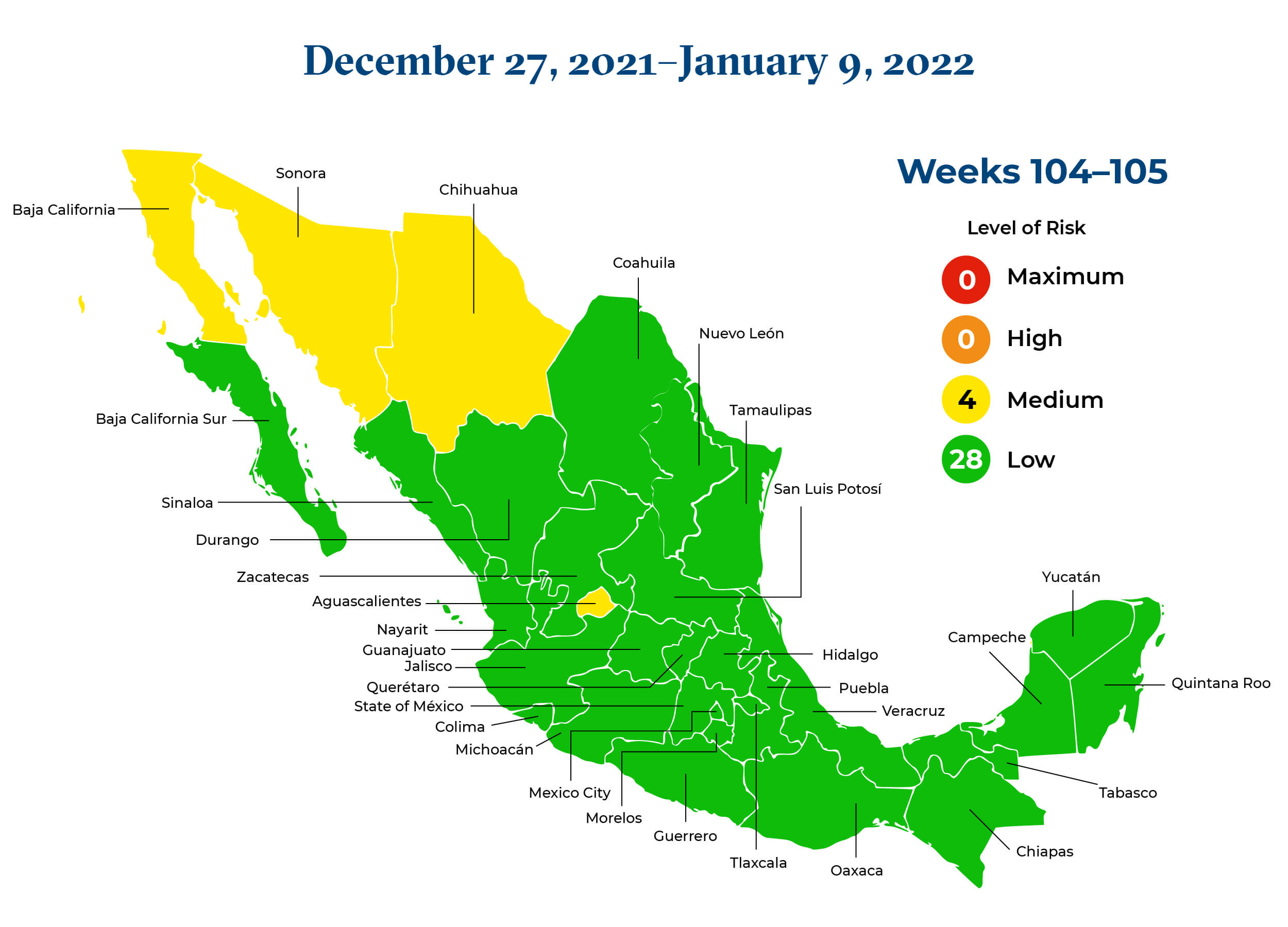 Mexico December 27 2021 to January 9 2022 Map