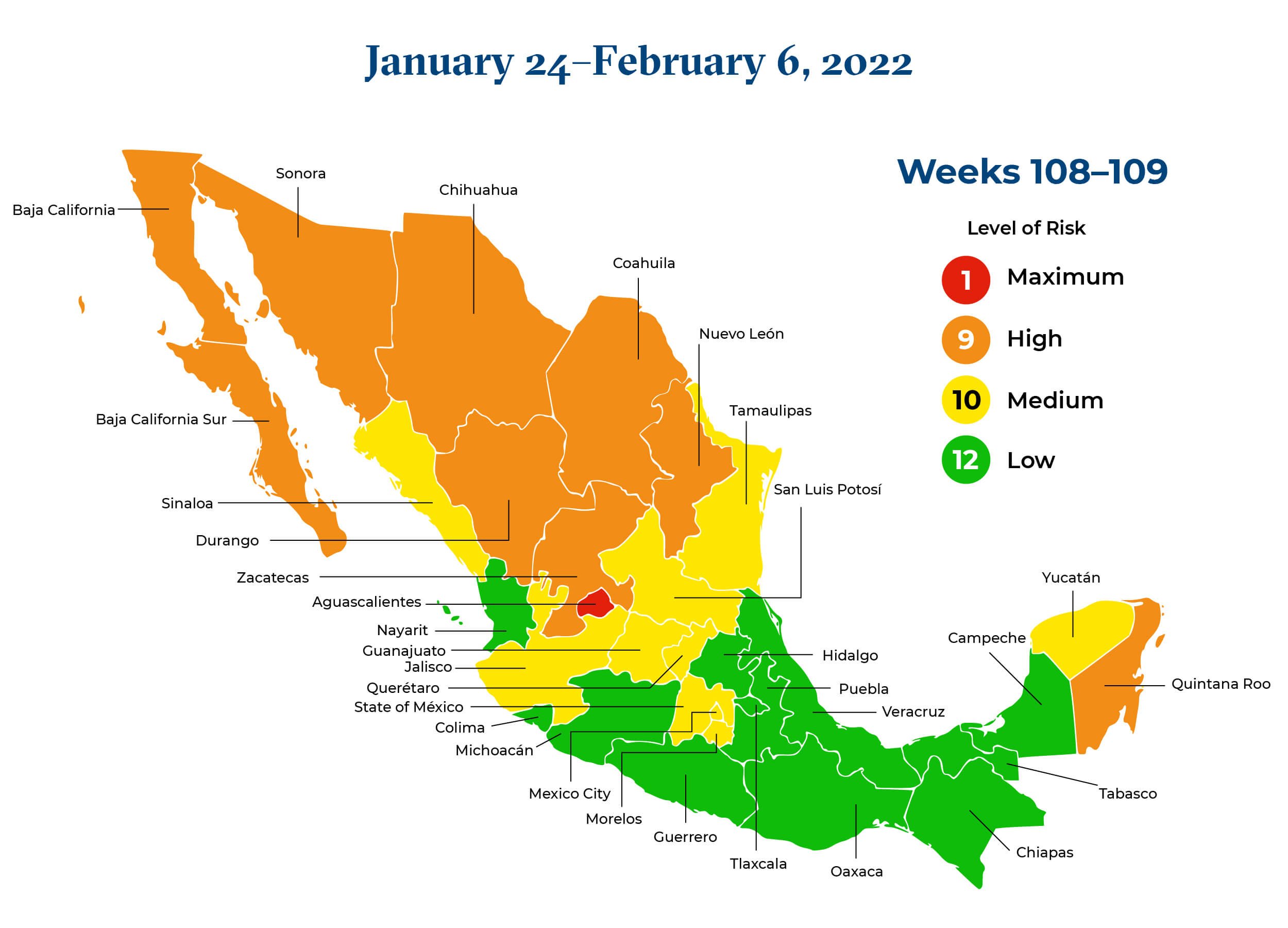 Mexico January 24 to February 6 Map